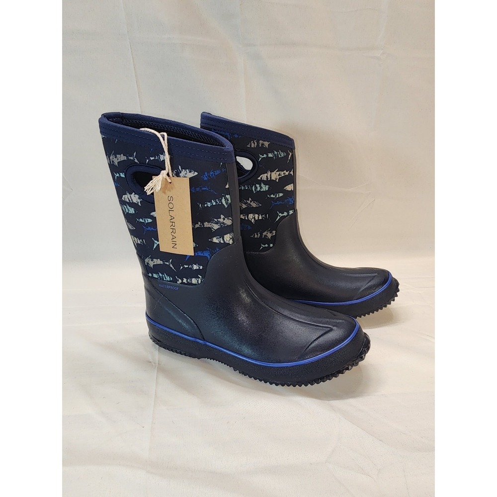 🦈  Solarrain Neoprene Rubber Waterproof‎ Rain Boots Blue Shark Size 4 NWT 🔥